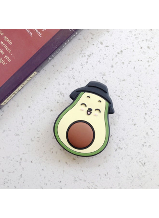 Cartoon Flat Doll Soft Film Mobile Phone Accessories Patch Decoration Handmade Diy Airbag Folding Bracket Cartoon-Specifications Support Image Upload:Black Cap Avocado (Patch) - Image 1
