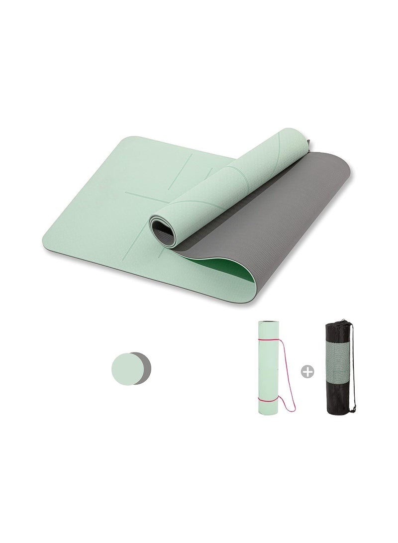 Generic Yoga Mat Alignment Lines Anti-Slip Exercise Mat with Carrying Bag Fitness Mat for Pilates 183CM*61CM*6MM Thickness for Woman Man Beginners - Image 1