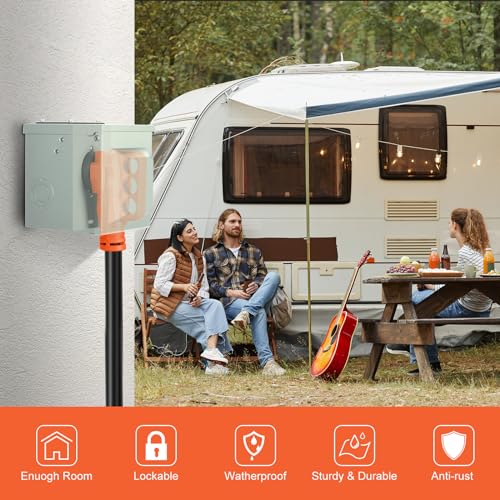 WELLUCK 30 Amp RV Power Outlet Box, 125 Volt NEMA TT-30R RV Receptacle, Enclosed Lockable Outdoor Electrical Panel Weatherproof Plug for Temporary Hookup RV Camper Travel Trailer Car Generator - Image 5
