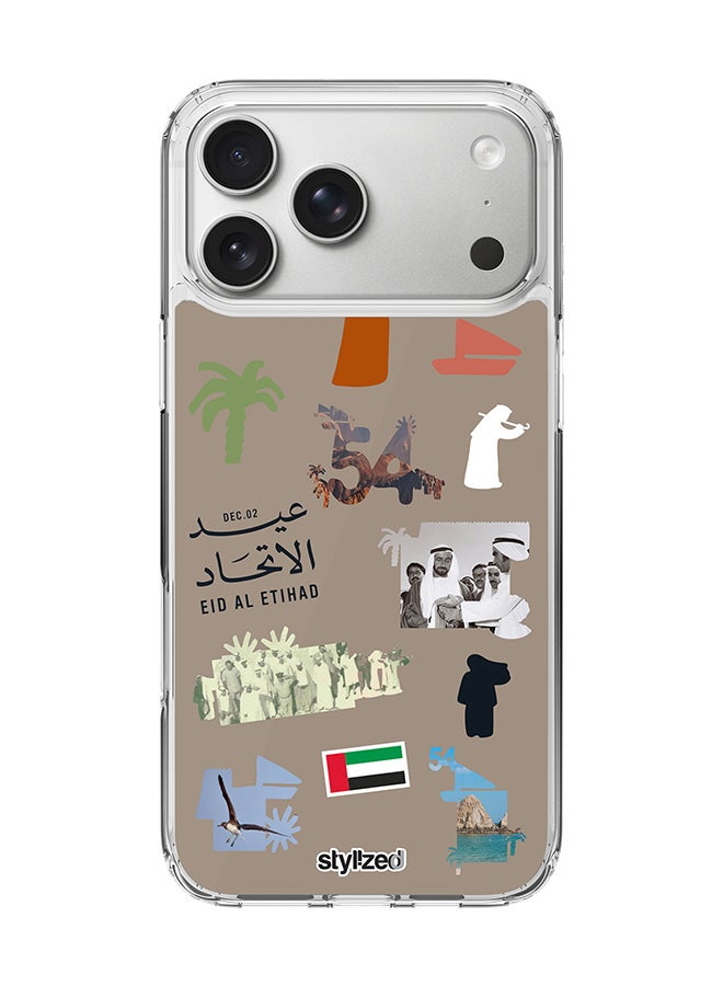 Stylizedd for iPhone 17 Pro Max Case [Compatible with MagSafe] Slim Magnetic cover Clear Phone Case - Eid Al Etihad 54th UAE National Day, Warm Grey - Image 1