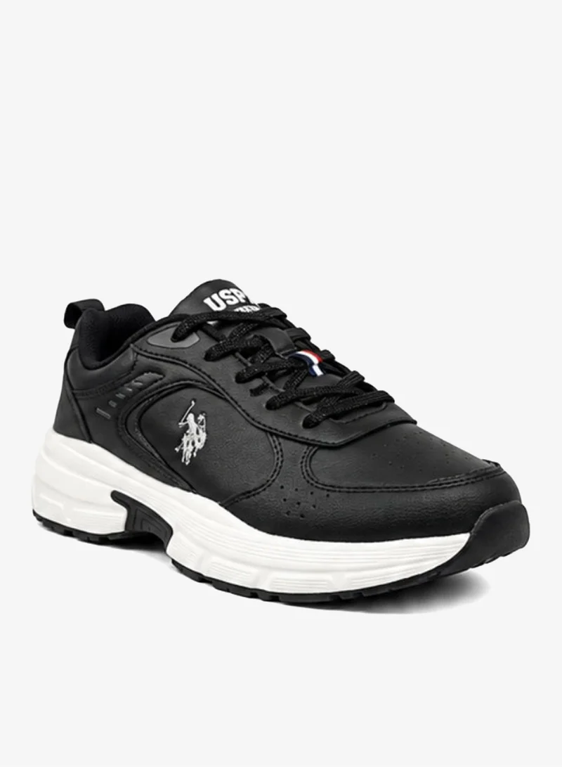 يو اس بولو اسن U.S. Polo Assn. Women's Chunky Platform Sneakers – Lightweight Lace-Up Casual Walking Shoes with Cushioned Sole, Black/White
