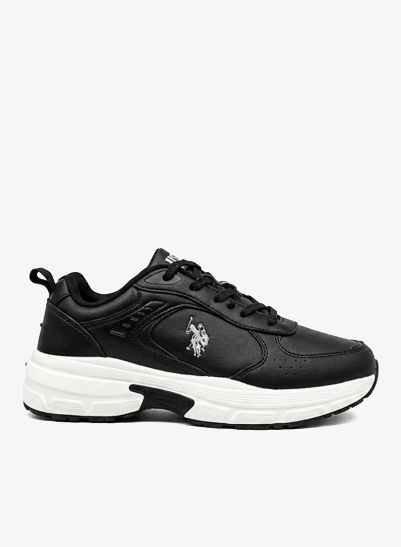 يو اس بولو اسن U.S. Polo Assn. Women's Chunky Platform Sneakers – Lightweight Lace-Up Casual Walking Shoes with Cushioned Sole, Black/White