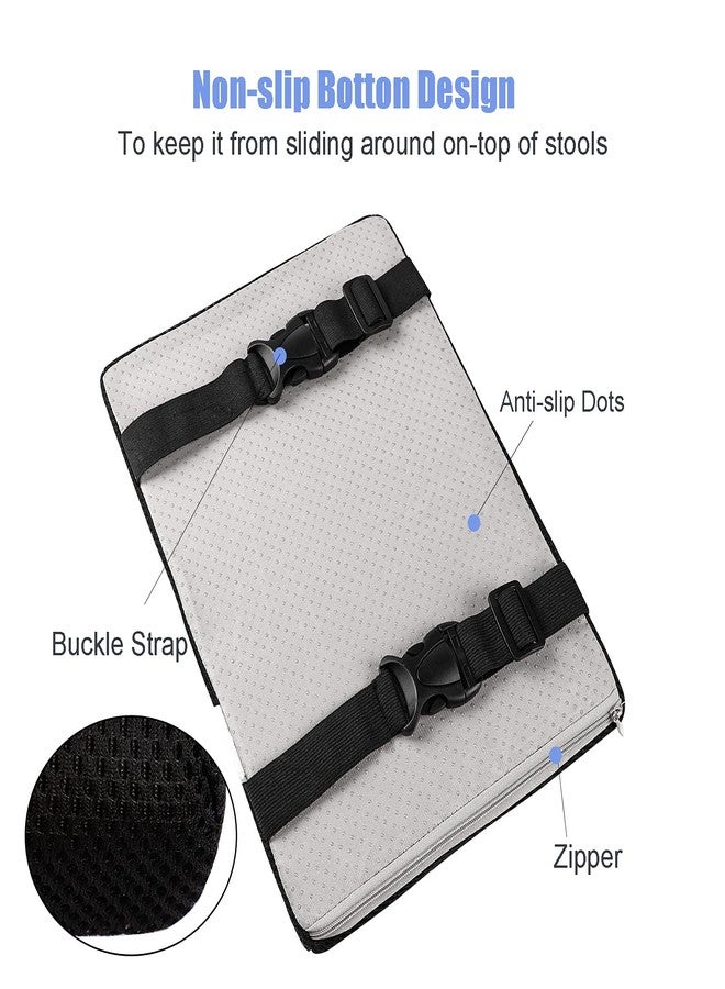 BXT Saddle Stool Cushion Pads, Bench Rectangular Stool Seat Cushion Rectangle Chair Pad Seat Covers with Buckle Strap for School Kitchen(Black) - Image 2
