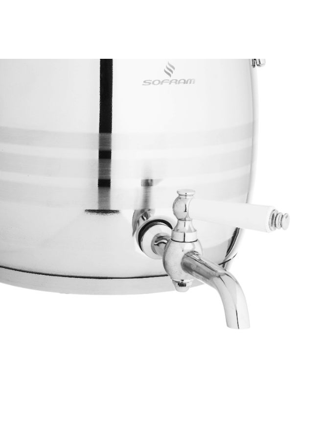سوفرام سماور شاي سوفرام استيل تركي مع موزع ماء سعة 5 لتر - Image 5