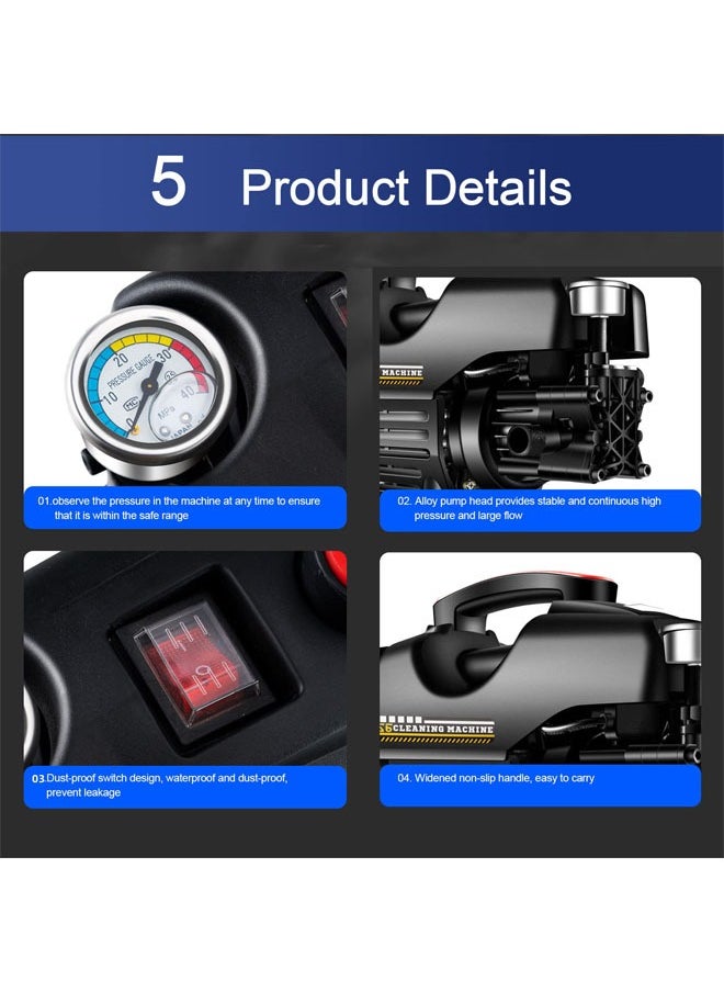 Denzoz - Electric High Pressure Washer 3500 Psi 2000W Power Washer with 32ft Hose Detachable Water Gun Electric Pressure Washer for Cleaning Cars Fences Pool - Image 1