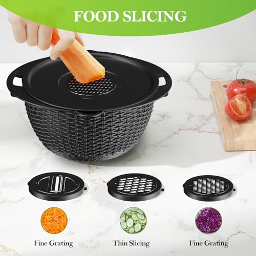 UTTKOJ 4-1 Colander with Bowl Set - Colander for Kitchen - Strainers and Colanders - Pasta Strainer - Funny Presents for Women - Rice Strainer Fruit Cleaner Veggie Wash Kitchen Gadgets Essentials, Black - Image 5