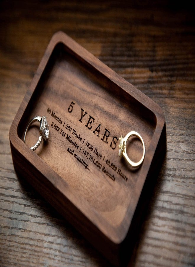 MUUJEE Ring Dish - Engraved Rectangle Wood Tray Small Jewelry Dish 5 Year Wedding Anniv Gifts Ideas (Small - 5.5 x 3.5 inches) - Image 5