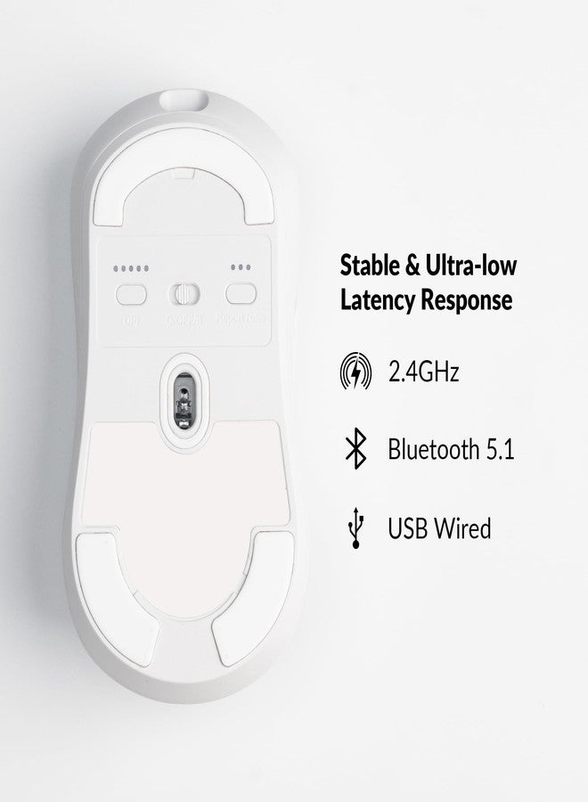 كيشرون ماوس Keychron M3 Mini اللاسلكي البصري، ماوس ألعاب سلكي/بلوتوث 5.1/2.4 جيجاهرتز، مستشعر PixArt 3395 قابل للبرمجة بدقة تصل إلى 26000 نقطة في البوصة/650 بوصة في الثانية، تصميم مريح وخفيف الوزن لأنظمة ويندوز وماك ولينكس - أبيض - Image 3