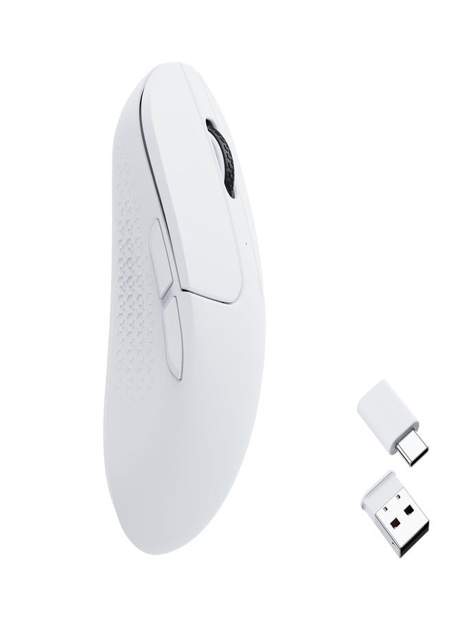 كيشرون ماوس Keychron M3 Mini اللاسلكي البصري، ماوس ألعاب سلكي/بلوتوث 5.1/2.4 جيجاهرتز، مستشعر PixArt 3395 قابل للبرمجة بدقة تصل إلى 26000 نقطة في البوصة/650 بوصة في الثانية، تصميم مريح وخفيف الوزن لأنظمة ويندوز وماك ولينكس - أبيض - Image 1