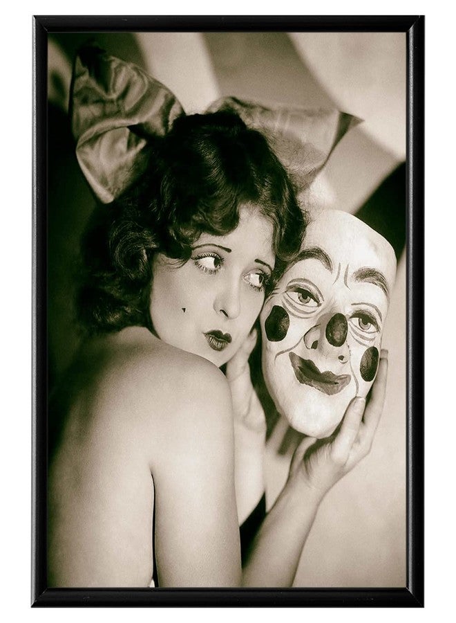 YUMKNOW Clara Bow Vintage Print Poster - 1920s Retro Hollywood Movie Photo - Clown Wall Art - Retro Black and White Weird Stuff - Gifts for Old Strang Lovers - Antique Actress Pictures Wall Decor for Bedroom - Image 1