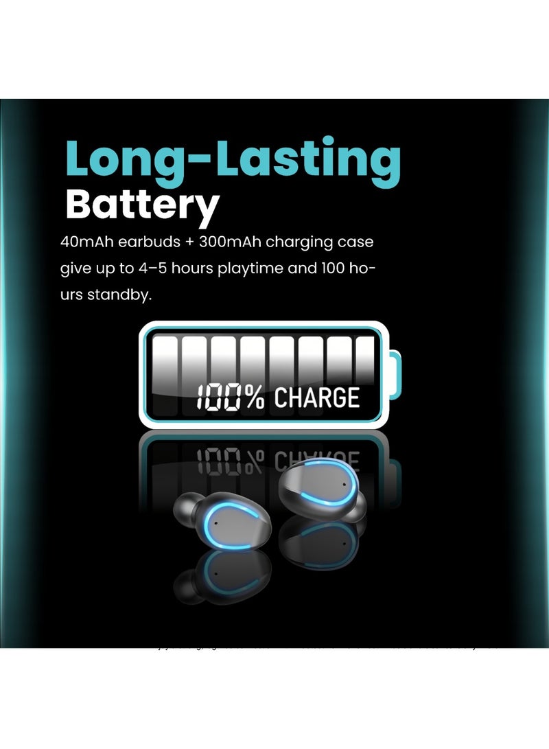 Hamzone Column Wireless TWS Bluetooth 5.1 Earbuds with Charging Case, 4-5H Playtime, 100H Standby, 300mAh Case, 40mAh Earbuds, 100m Transmission Range - Image 2