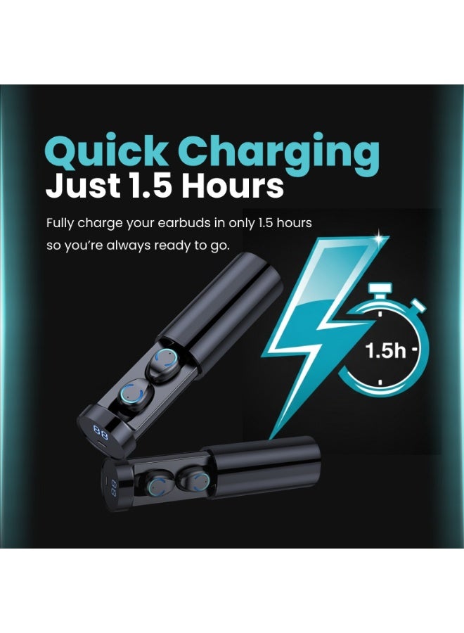 Hamzone Column Wireless TWS Bluetooth 5.1 Earbuds with Charging Case, 4-5H Playtime, 100H Standby, 300mAh Case, 40mAh Earbuds, 100m Transmission Range - Image 5