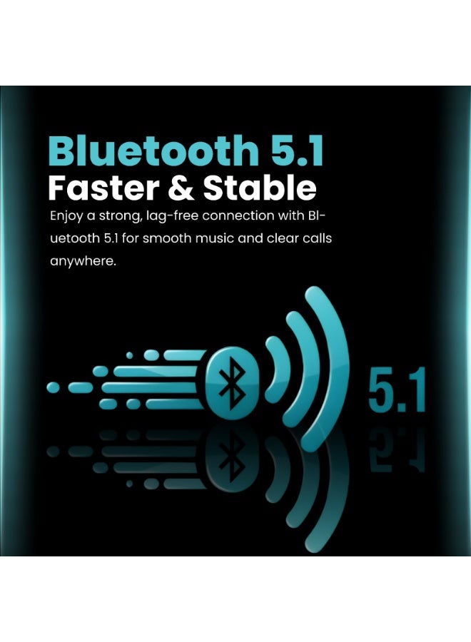 Hamzone Column Wireless TWS Bluetooth 5.1 Earbuds with Charging Case, 4-5H Playtime, 100H Standby, 300mAh Case, 40mAh Earbuds, 100m Transmission Range - Image 3