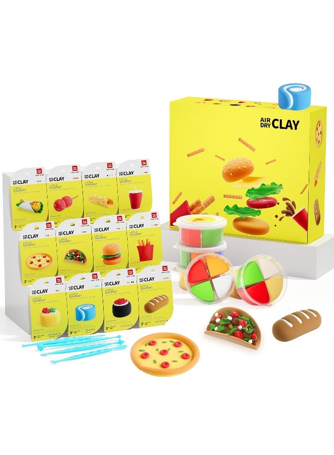 Air Dry Clay Kit for Kids – Ultra Light & Soft Modelling Clay Set, Non-Toxic Craft Clay with 12 Colours, DIY Art & Craft Toys Gift for Boys & Girls