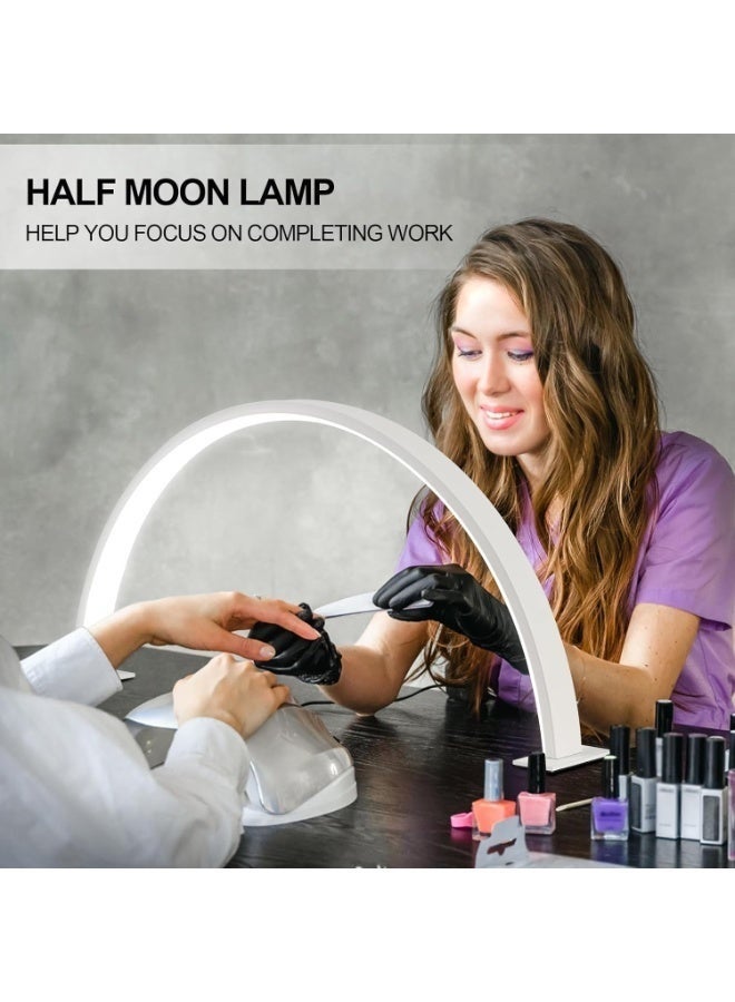 Half Moon Light Nail Lamp for Desk, 22in Diameter Half Moon Lamp with 3 Color Modes & 10-Level Adjustable Brightness,LED Nail Tech Lamp Lash Light for Professionals, Dimmable Lamp with Touch Controller, Color Temperature 3000K-6000K (White) - Image 3