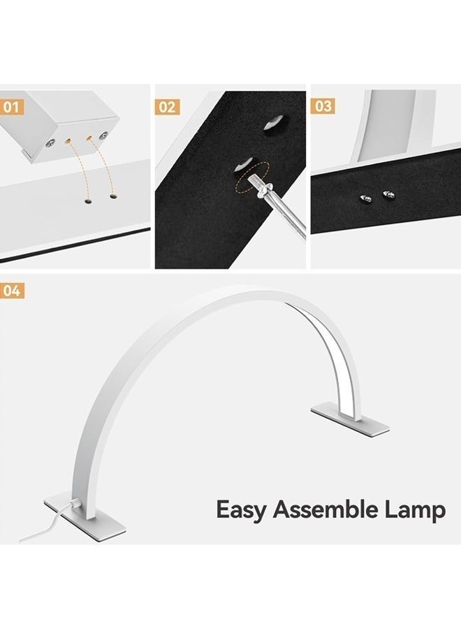 Half Moon Light Nail Lamp for Desk, 22in Diameter Half Moon Lamp with 3 Color Modes & 10-Level Adjustable Brightness,LED Nail Tech Lamp Lash Light for Professionals, Dimmable Lamp with Touch Controller, Color Temperature 3000K-6000K (White) - Image 5