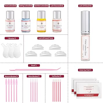 ICONSIGN مجموعة ICONSIGN لرفع الرموش - مجموعة تصفيف الرموش - النسخة المحسنة - فعالة واقتصادية - رفع الرموش مع جميع الأدوات - تجعيد شبه دائم - مناسبة للصالونات - Image 2