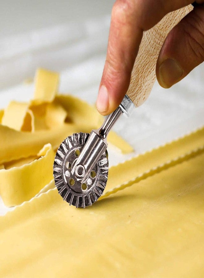 MASTER FENG Ravioli Stamp Maker Cutter with Roller Wheel Set, Mold with Wooden Handle and Fluted Edge, Pasta Press Kitchen Attachment (MF-146) - Image 4