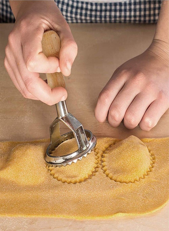 MASTER FENG Ravioli Stamp Maker Cutter with Roller Wheel Set, Mold with Wooden Handle and Fluted Edge, Pasta Press Kitchen Attachment (MF-146) - Image 5