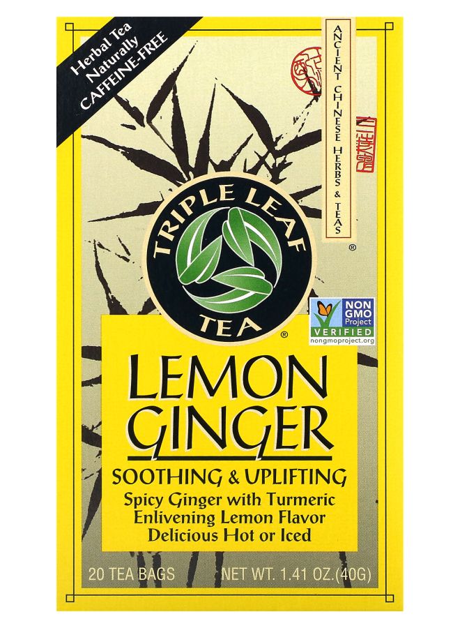 Triple Leaf Tea Lemon Ginger Tea 20 Tea Bags 1.41 oz (40 g) 
