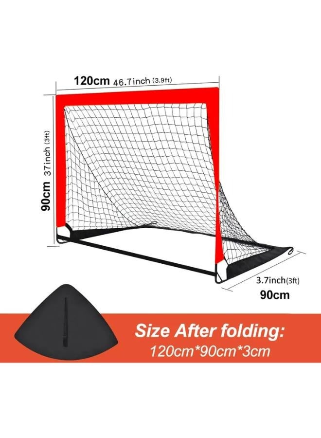 Eoptify Portable soccer goal for kids training soccer goals Red & Black football soccer goals Net Set of 2 soccer goals with carry bag - Image 4