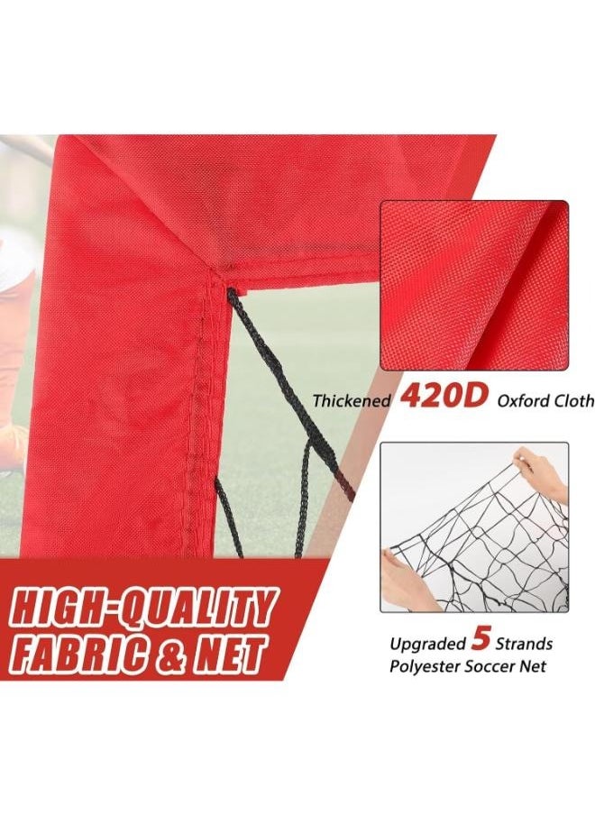Eoptify Portable soccer goal for kids training soccer goals Red & Black football soccer goals Net Set of 2 soccer goals with carry bag  - Image 4