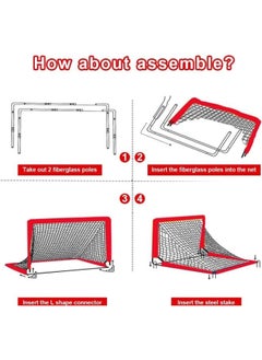 Eoptify Portable soccer goal for kids training soccer goals Red & Black football soccer goals Net Set of 2 soccer goals with carry bag  - Image 5