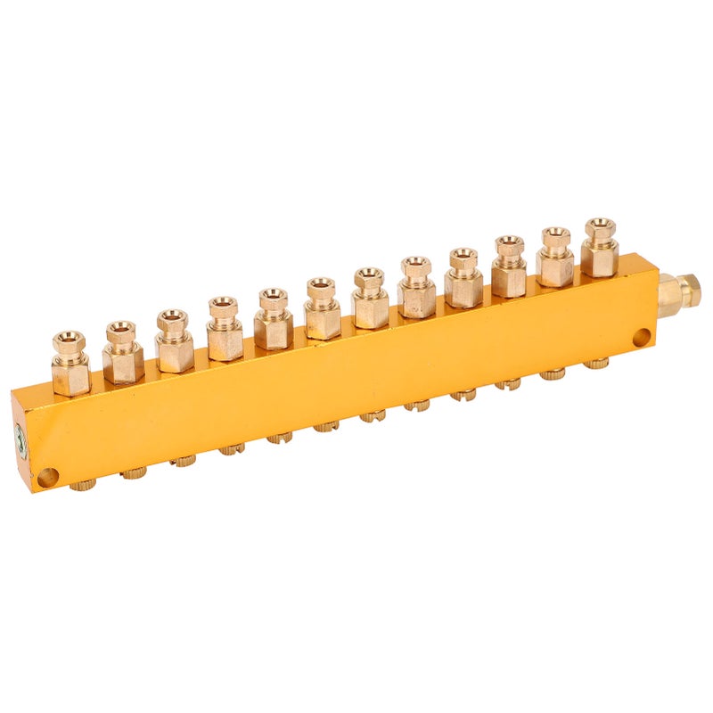 Oil Distributor Adjustable Brass Lube Piston Separator Divider Valve Lubrication System1 in 12 Out - Image 1