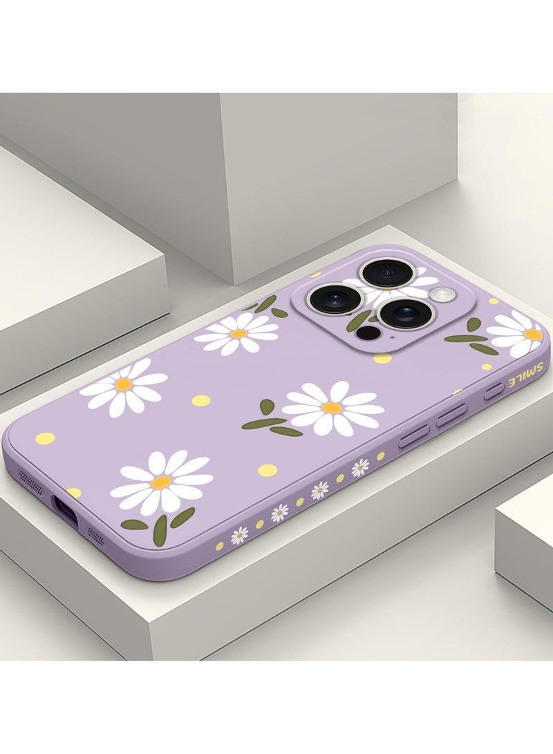 for iPhone 16 Pro Max Case Scratch Resistant Soft Slim Fit Floral Phone Cover for iPhone 16 Pro Max 6.9 inch-Daisy Purple - Image 2