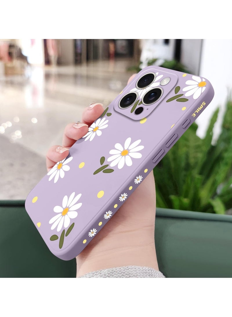 for iPhone 16 Pro Max Case Scratch Resistant Soft Slim Fit Floral Phone Cover for iPhone 16 Pro Max 6.9 inch-Daisy Purple - Image 4