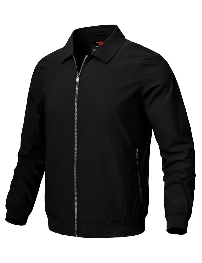 Rdruko Mens Light Jackets Windbreaker Spring Fall Lightweight Jackets Caual Stylish Jacket with Pockets Black XL