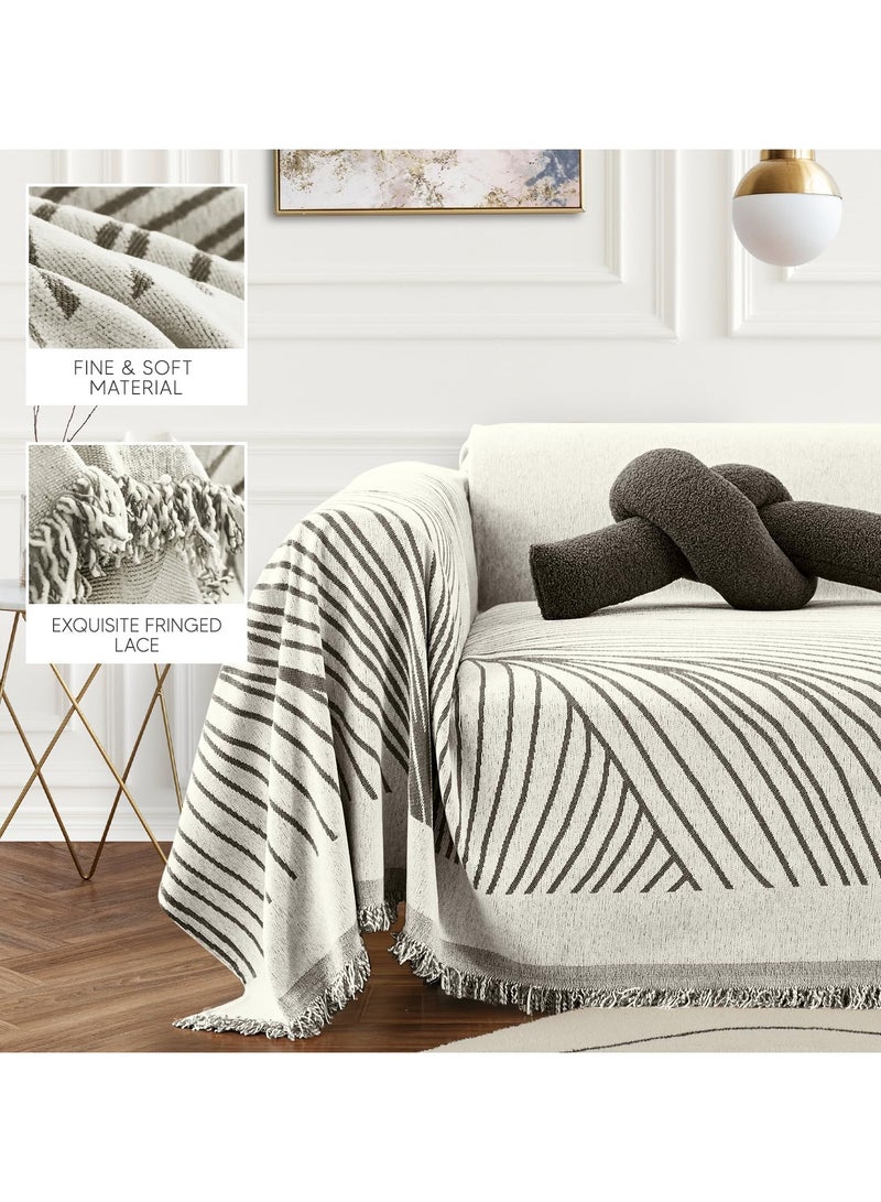 Knitted Blanket For Bed, Couch, Sofa, Chair Throw Blanket For All Seasons 100% Chenille Yarn Blanket - Cozy Soft Light Weighted Blanket For Picnic, Travel, Home Decor Gift (Grey Pattern)  - Image 3