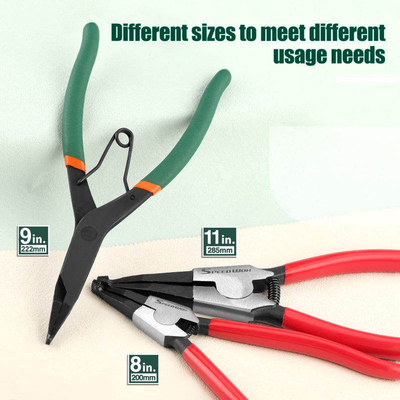 SPEEDWOX 9 inch Angle Tip Lock Ring Pliers for Transmission, Special Circlip Plier with Hole Angle Tip Retaining Ring Pliers Flat Nose Retaining Ring Pliers with Black Oxide Finish Ring Opening - Image 2