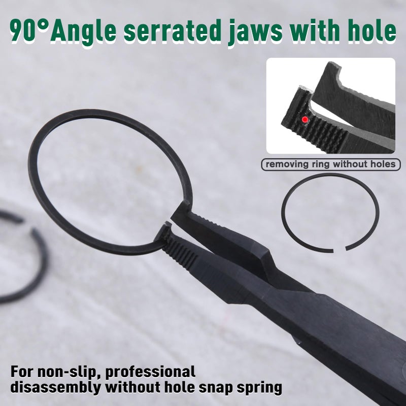 SPEEDWOX 9 inch Angle Tip Lock Ring Pliers for Transmission, Special Circlip Plier with Hole Angle Tip Retaining Ring Pliers Flat Nose Retaining Ring Pliers with Black Oxide Finish Ring Opening - Image 3