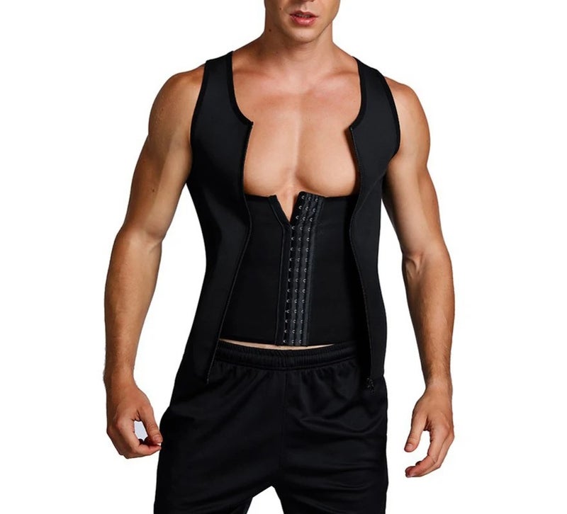 Y&D Fat Burning Sweat Vest for Men Waist Trainer Trimmer Corset Body Shaper Sauna Suit Plus Size - Image 3
