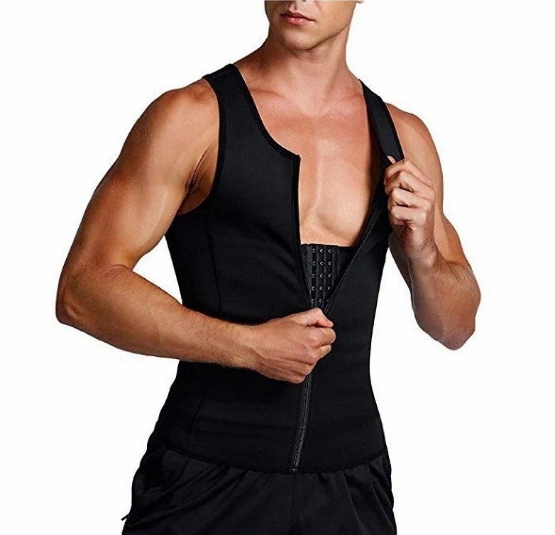 Y&D Fat Burning Sweat Vest for Men Waist Trainer Trimmer Corset Body Shaper Sauna Suit Plus Size - Image 2