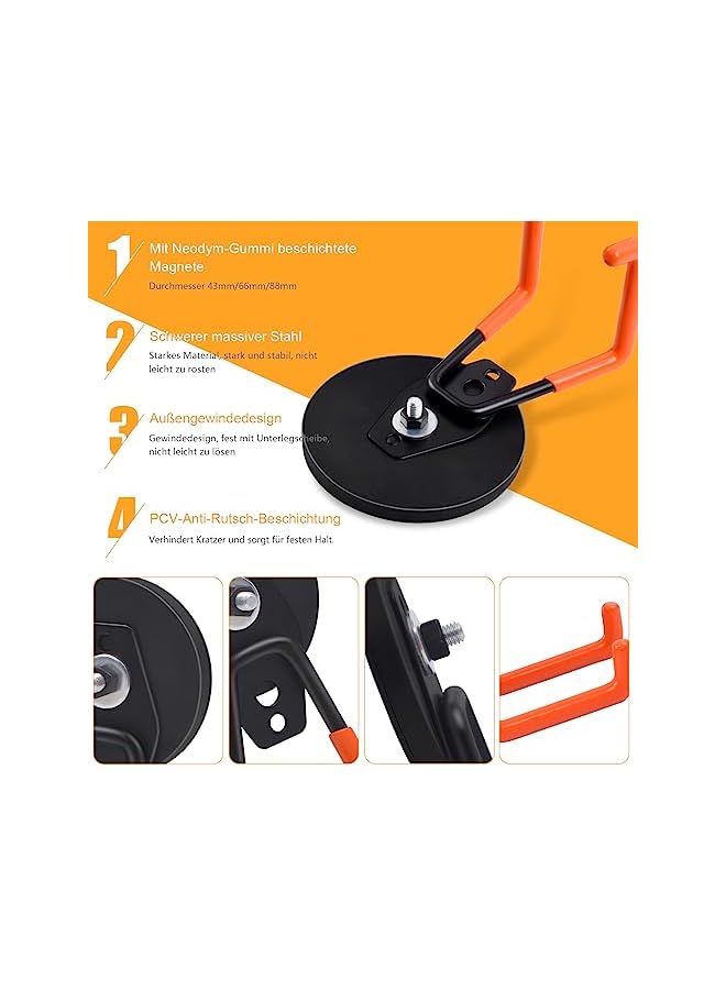 promass Magnetic Hooks, 66 mm Strong Magnets with Hooks, Magnetic Hooks for Kitchen, Garage, Fridge, Curtains, Classroom, Grill, Tools (Orange, 2 Pcs) - Image 5