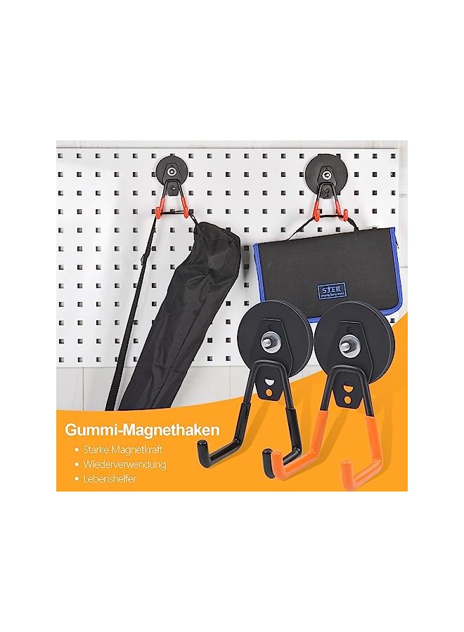 promass Magnetic Hooks, 66 mm Strong Magnets with Hooks, Magnetic Hooks for Kitchen, Garage, Fridge, Curtains, Classroom, Grill, Tools (Orange, 2 Pcs) - Image 3