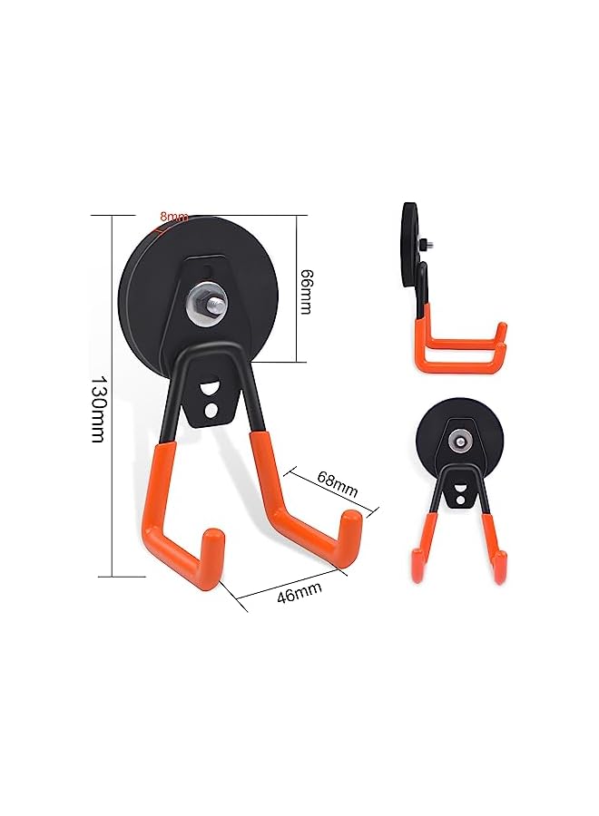 promass Magnetic Hooks, 66 mm Strong Magnets with Hooks, Magnetic Hooks for Kitchen, Garage, Fridge, Curtains, Classroom, Grill, Tools (Orange, 2 Pcs) - Image 2