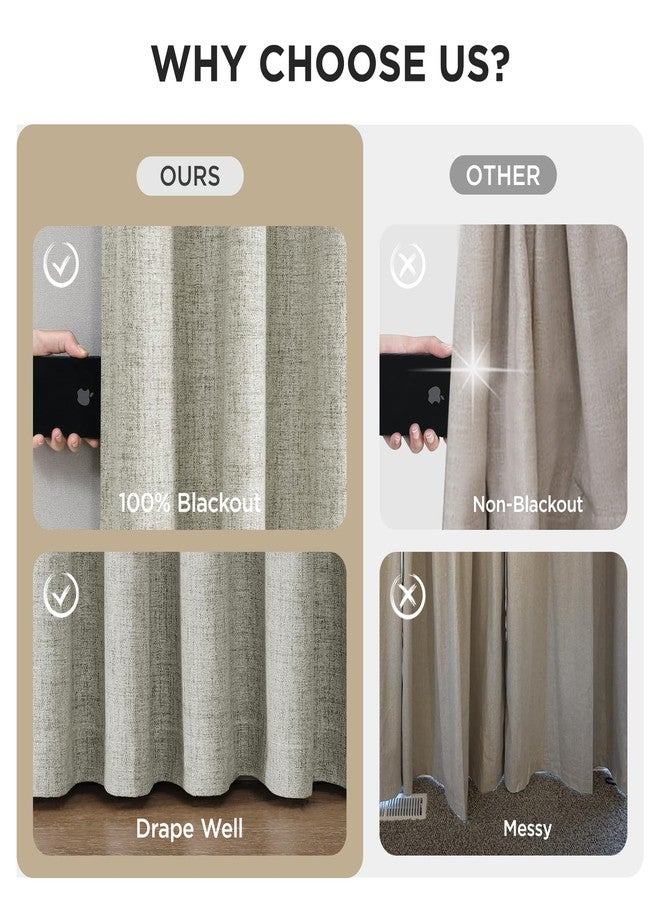 Joydeco Pinch Pleated Curtains - 100% Blackout for Bedroom, Light Beige Linen Curtains 40" W x 84" L, Thermal Insulated 2 Panels Light Blocking Drapes, Back Tabs for Living Room - Image 5