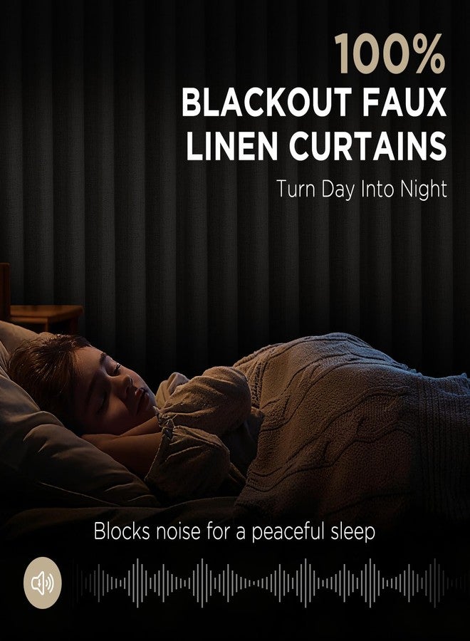 Joydeco Pinch Pleated Curtains - 100% Blackout for Bedroom, Light Beige Linen Curtains 40" W x 84" L, Thermal Insulated 2 Panels Light Blocking Drapes, Back Tabs for Living Room - Image 3