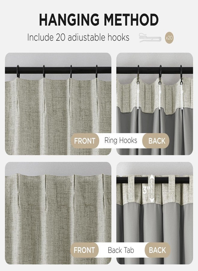 Joydeco Pinch Pleated Curtains - 100% Blackout for Bedroom, Light Beige Linen Curtains 40" W x 84" L, Thermal Insulated 2 Panels Light Blocking Drapes, Back Tabs for Living Room - Image 4