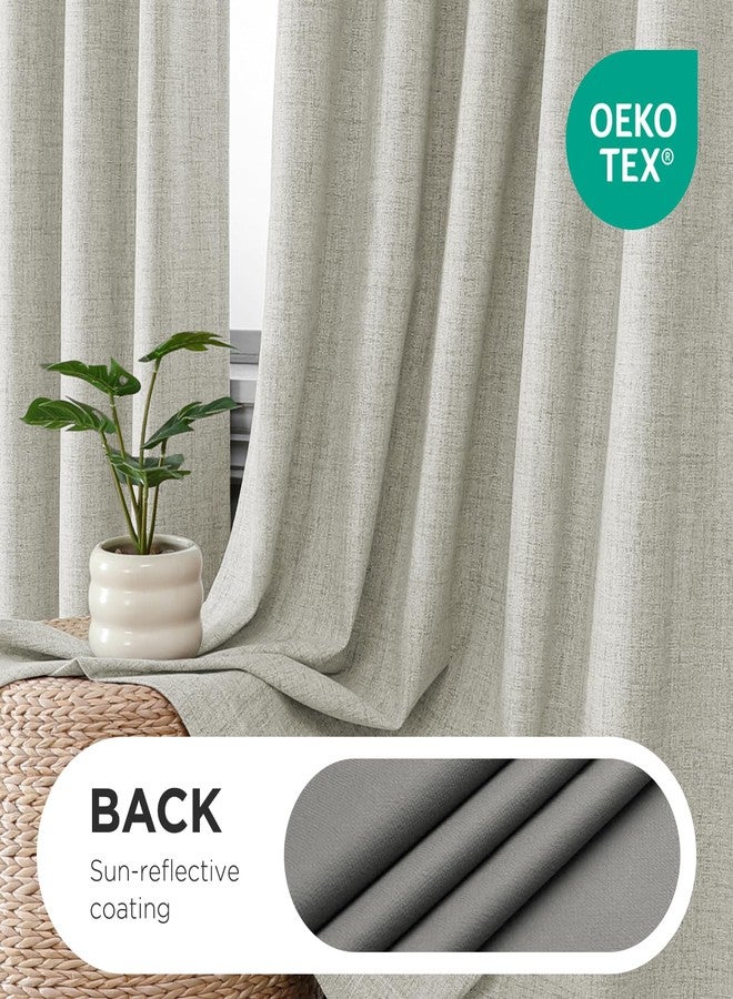 Joydeco Pinch Pleated Curtains - 100% Blackout for Bedroom, Light Beige Linen Curtains 40" W x 84" L, Thermal Insulated 2 Panels Light Blocking Drapes, Back Tabs for Living Room - Image 2