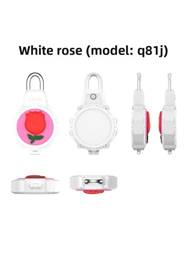 Generic - For Apple For Apple Airtag Anti-lost Device Wire Security Lock PC Waterproof Protective Case Cute Cartoon Shell-Color:White Rose (Q81J) - Image 1