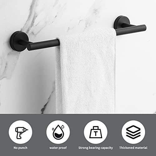 Hinmood Towel Bar Set Mattel Black, Bathroom Accessories Set 5pcs Including 16'' Tower Bar, Towel Ring and 2 PCS Towel Hooks - Image 5