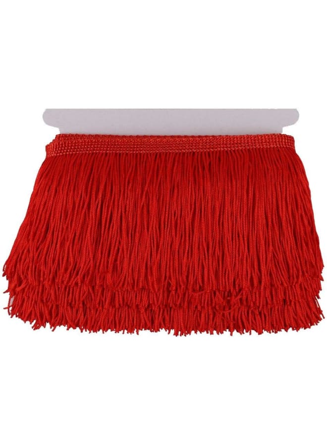 Fringe Trim Lace Polyerter Fibre Tassel 4inch（″） Wide 10 Yards Long for Clothes Accessories and Latin Wedding Dress and DIY Lamp Shade Decoration Black (red)  - Image 1