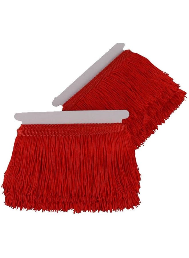 Fringe Trim Lace Polyerter Fibre Tassel 4inch（″） Wide 10 Yards Long for Clothes Accessories and Latin Wedding Dress and DIY Lamp Shade Decoration Black (red)  - Image 2