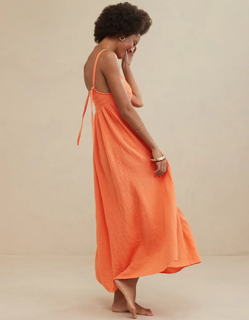 Aerie Aerie Gauzy Tie Back Maxi Dress