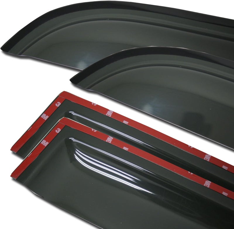 Tuningpros WV-851 Outside Mount Window Visor Deflector Rain Guard Dark Smoke 4-pc Set, Compatible with 2005-2010 Toyota Yaris Hatchback - Image 2