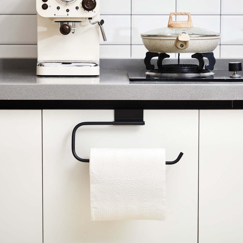 Yaocom 12.4 Inches Cabinet Door Paper Towel Holder Camper Under Sink Paper Towel Storage and Dispenser for Kitchen Bathroom Laundry Room, Stainless Steel(Black,1 Pcs) - Image 3